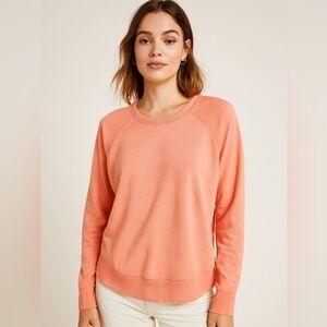 ATHLETA Lightweight Raglan Crew Sweatshirt – Coral Peach Size S